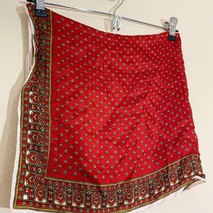 🌿Red Silky Square Scarf